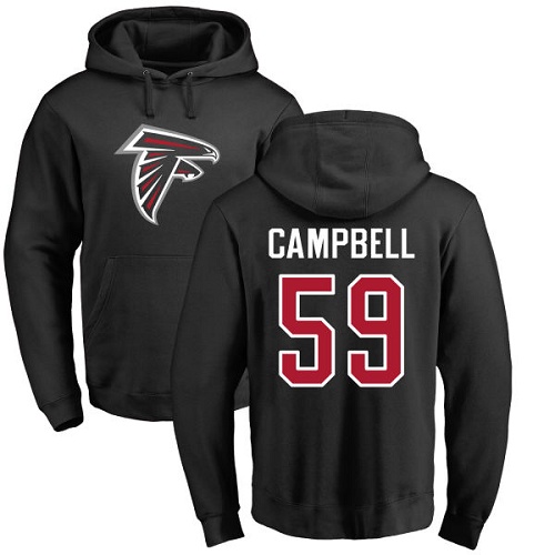 Atlanta Falcons Men Black De Vondre Campbell Name And Number Logo NFL Football 59 Pullover Hoodie Sweatshirts